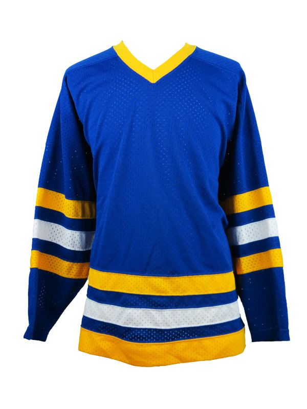Blank Blue Yellow Mesh Hockey Jersey 
