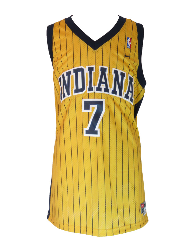 Adult Indiana Pacers Jermaine O'Neal #7 Gold Pinstripe Hardwood Classi