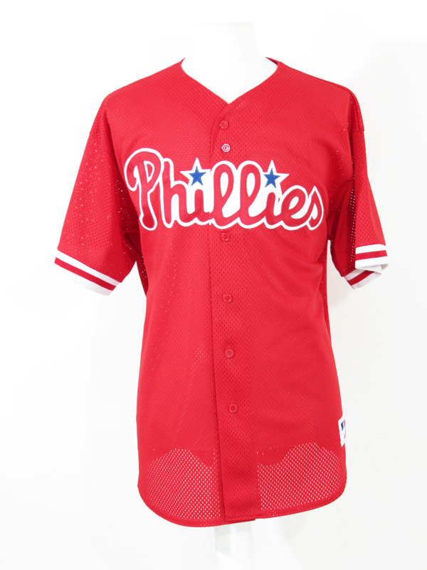 Majestic Philadelphia Phillies Jersey Warm Up Style Men's Medium MLB No  Name Red