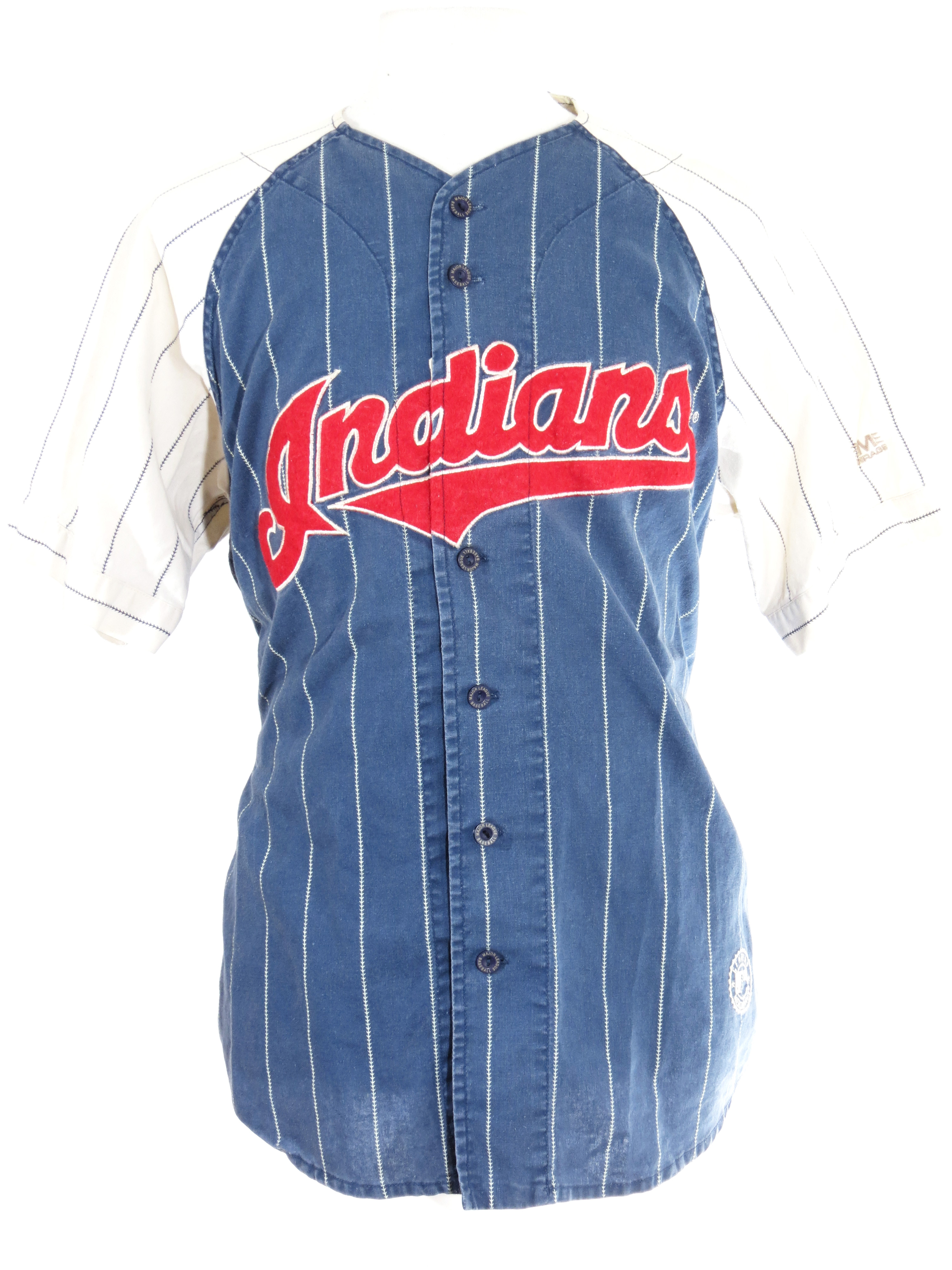 Cleveland Indians Mirage Pinstripe Cotton Jersey - 5 Star Vintage