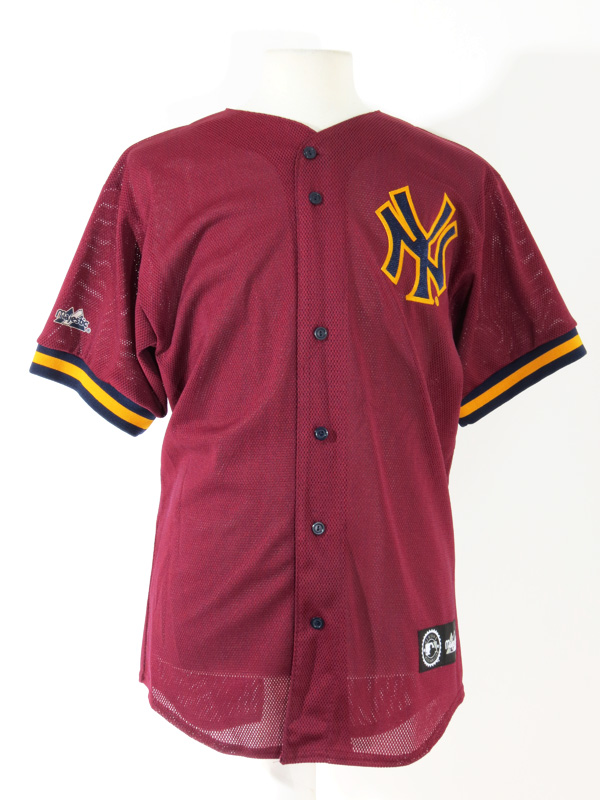 NY Yankees Burgundy Yellow Majestic Jersey - 5 Star Vintage