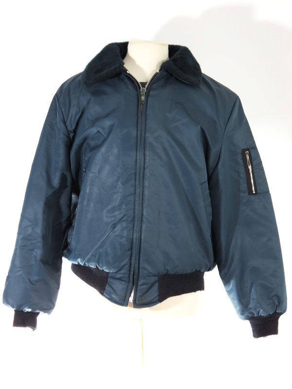 80s Blue Fur Lined Parka Bomber Jacket - 5 Star Vintage