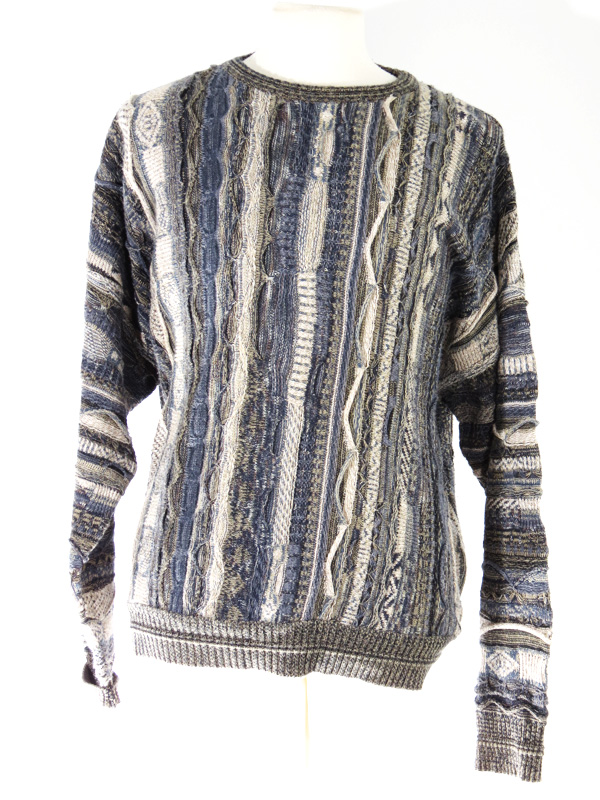 Vintage Cable Knit Grey Coogi Style Sweater - 5 Star Vintage