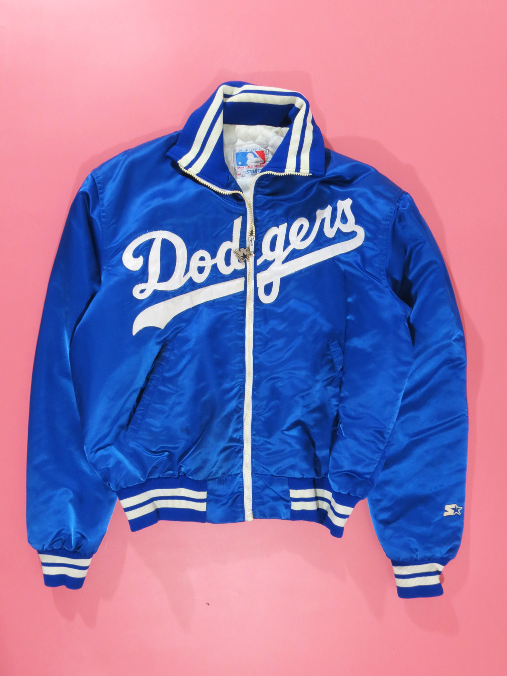 80s LA Dodgers Starter Blue Zip Satin Jacket