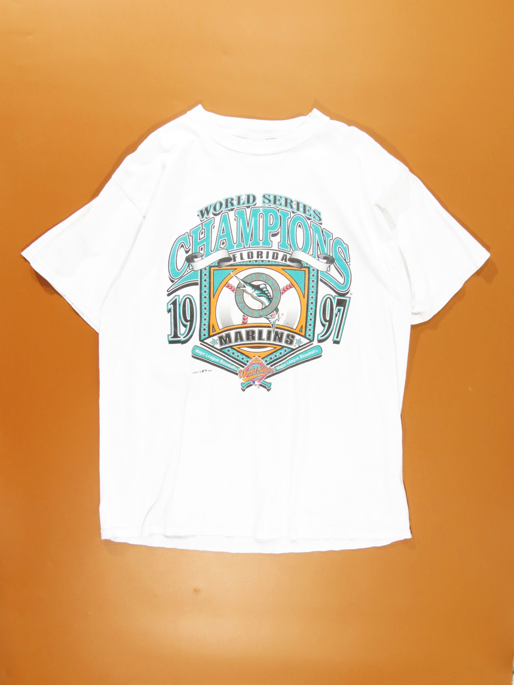 MLB 1997 WORLD SERIES CHAMPIONS FLORIDA MARLINS Official Roster TEE  Men's XL NWT