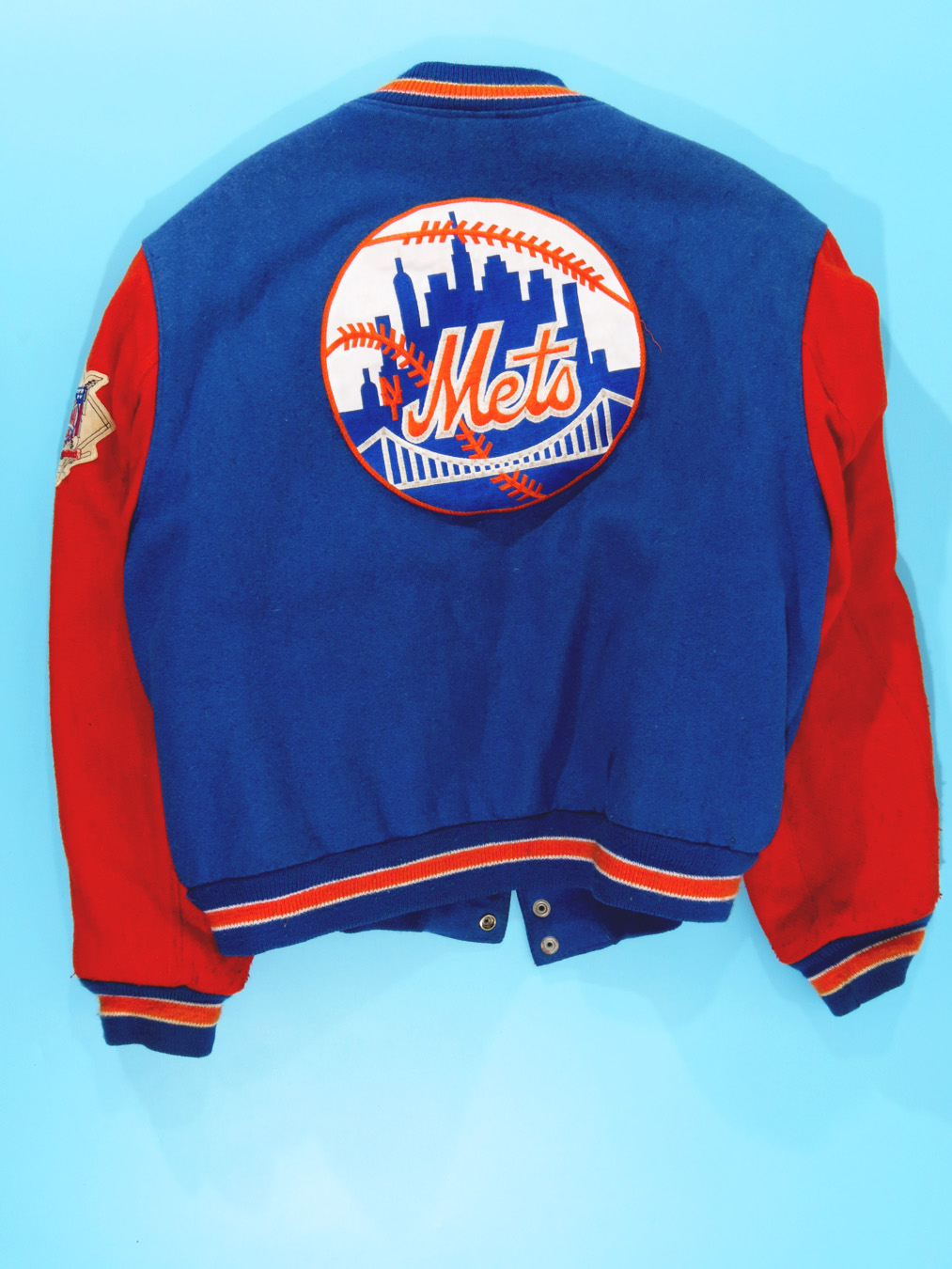 80s NY Mets Orange Blue Wool Varsity Jacket - 5 Star Vintage