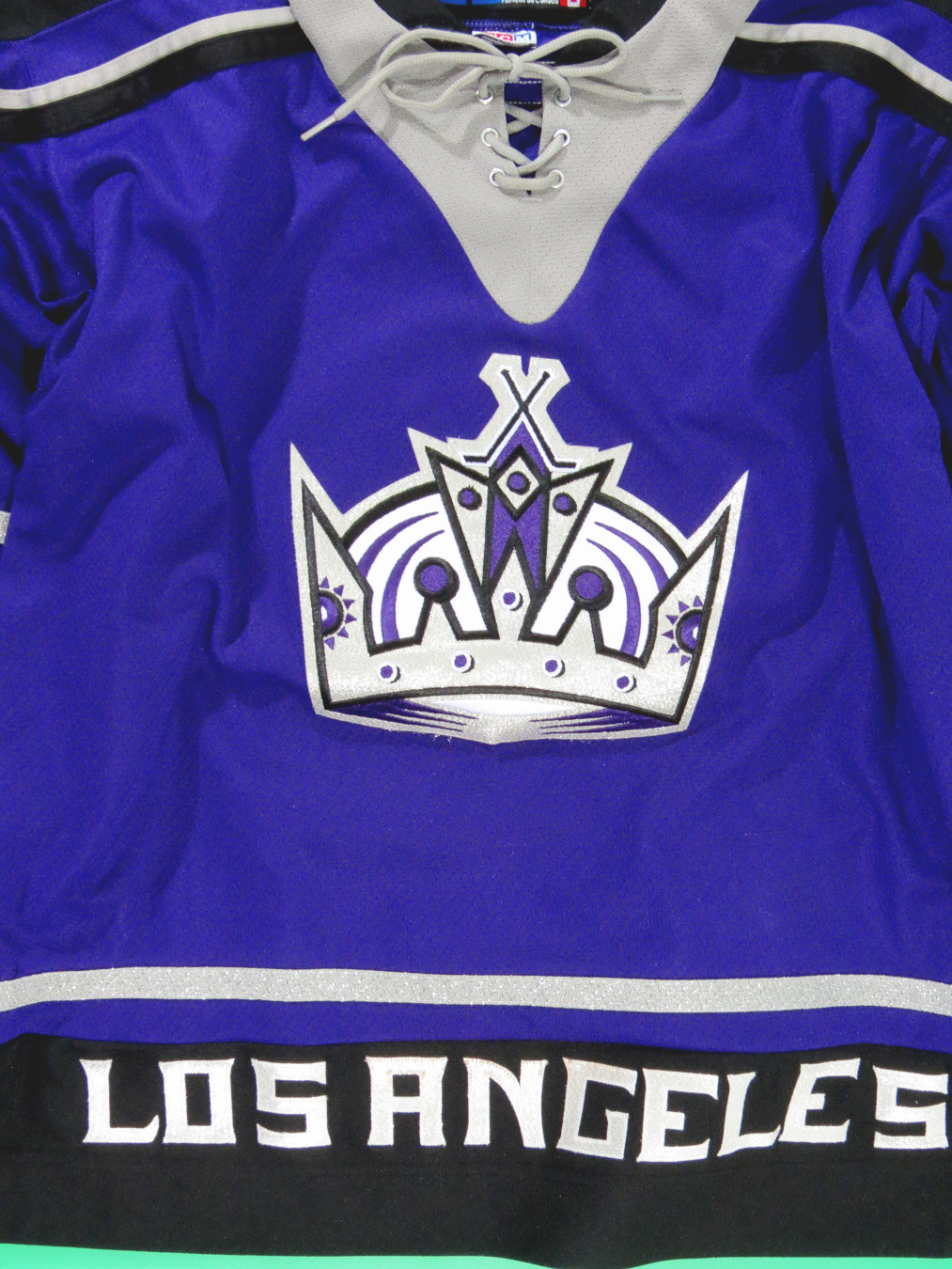 LA KINGS Jersey L/XL NHL Hockey Embroidered Stitched VTG Starter Purple  Black LA