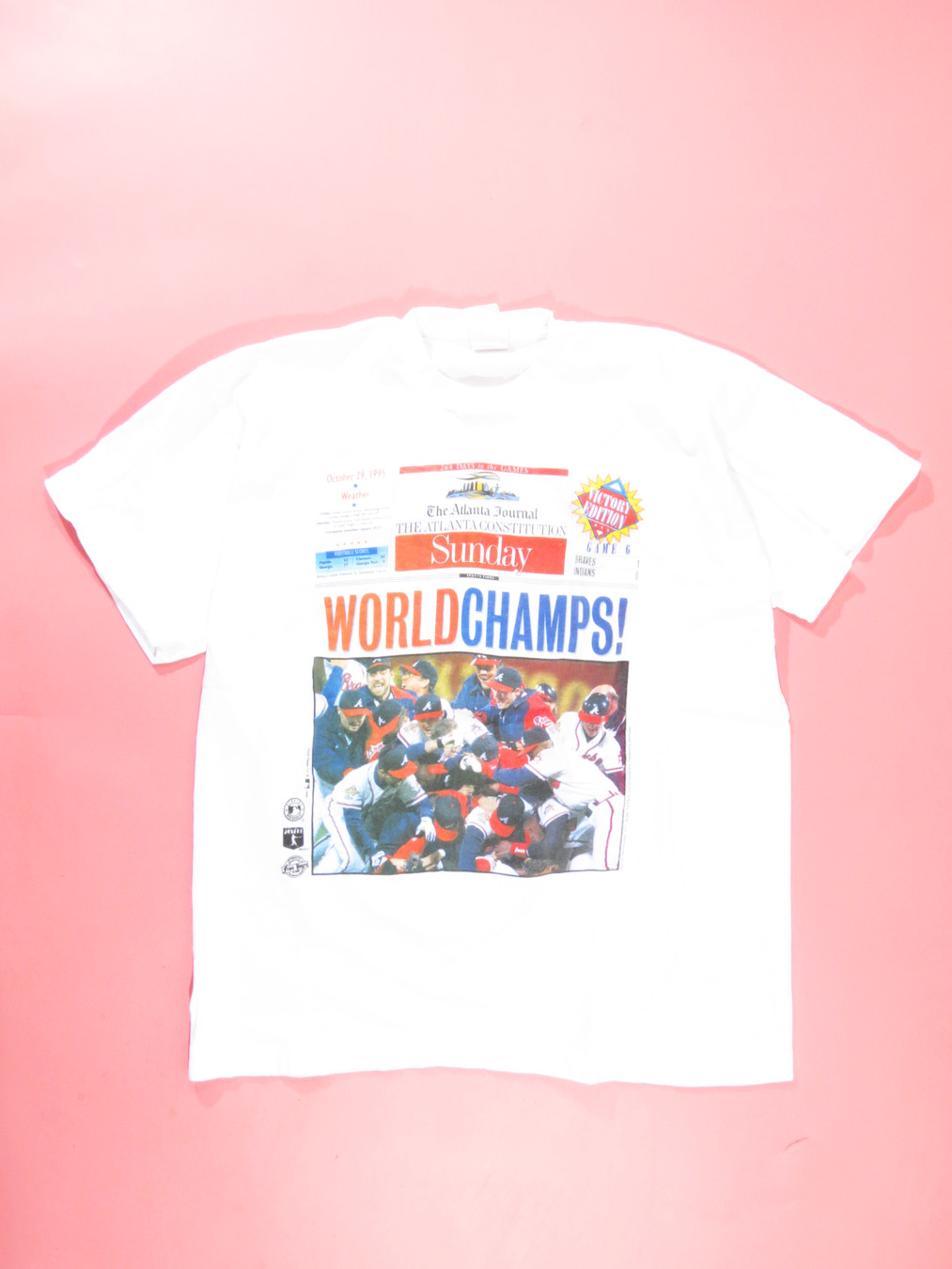 1995 Atlanta Braves World Series Champs Newspaper T-Shirt