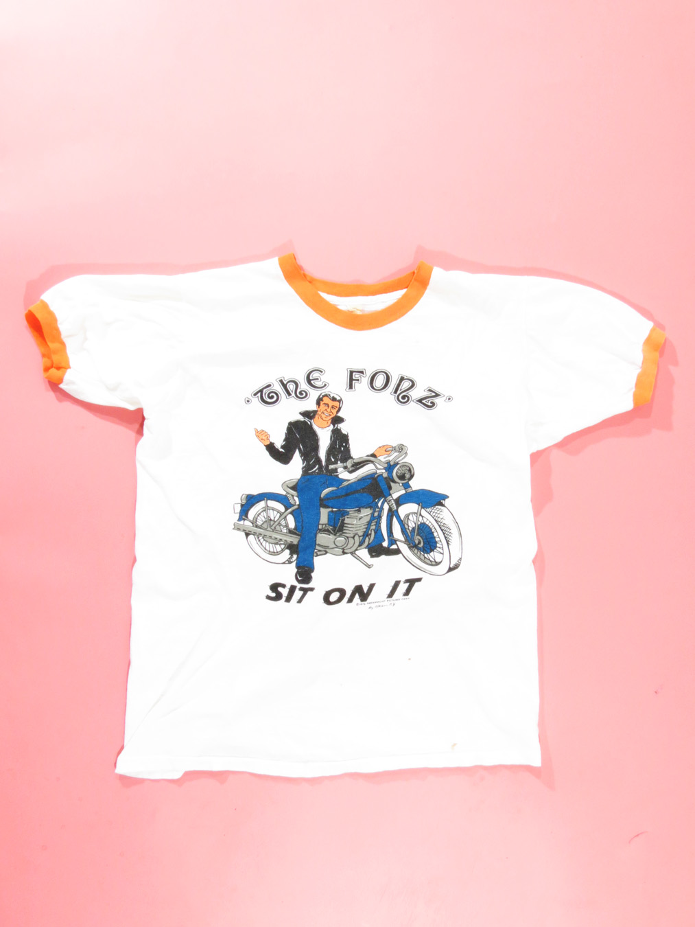 1976 happy days fonzie Tシャツ AAAAAY 青
