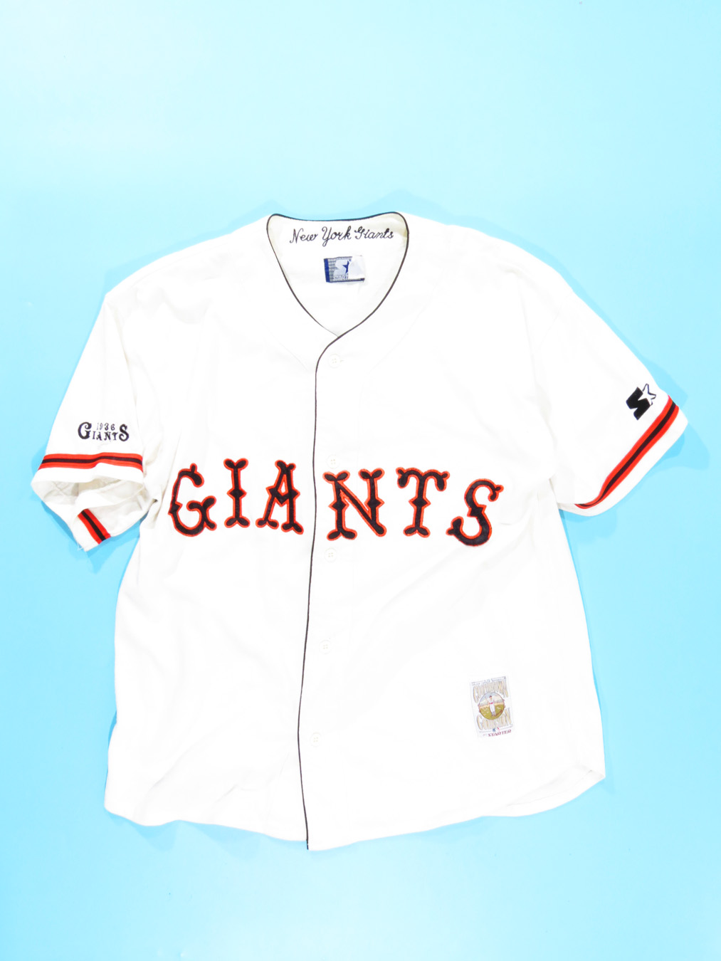 Vintage 90s Starter Mens Size XL Spell Out New York Giants Baseball Jersey  Blue