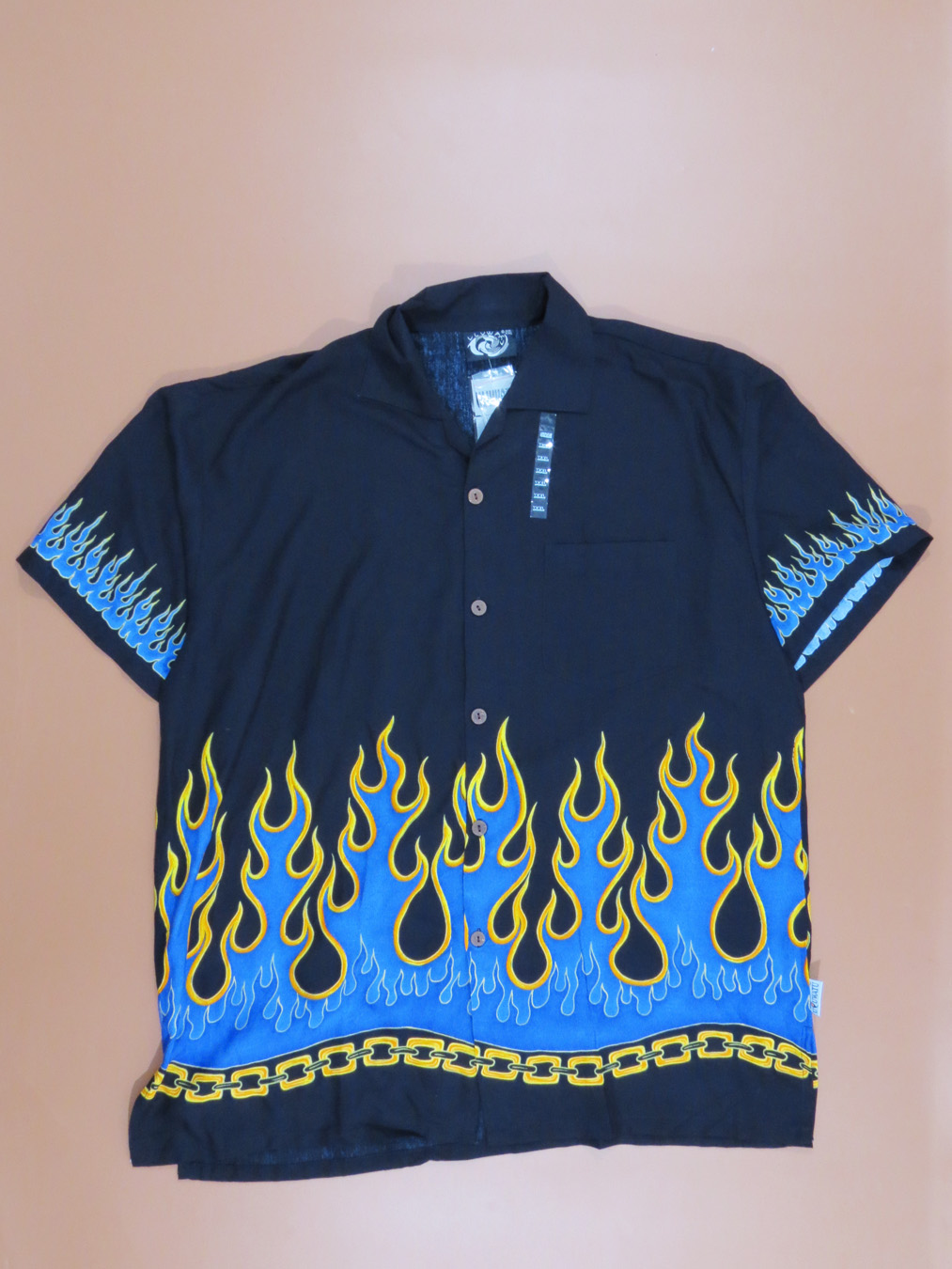 90's Flame and Dice Button-Up Shirt