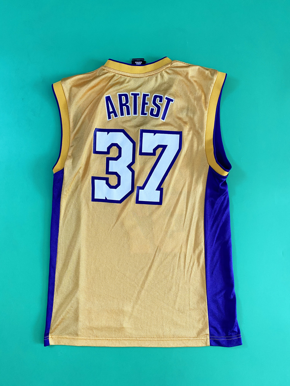 NBA, Shirts, Rare Nba Los Angeles Lakers Ron Artest Jersey 5 Mens Size  Xxl Gold Home