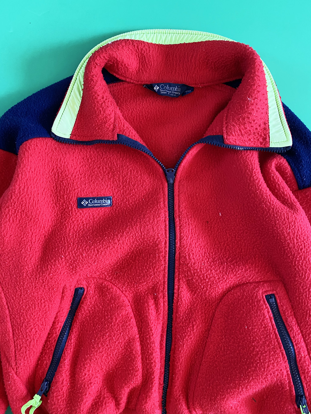 90s Columbia Fleece Red Zip Sweater Medium - 5 Star Vintage