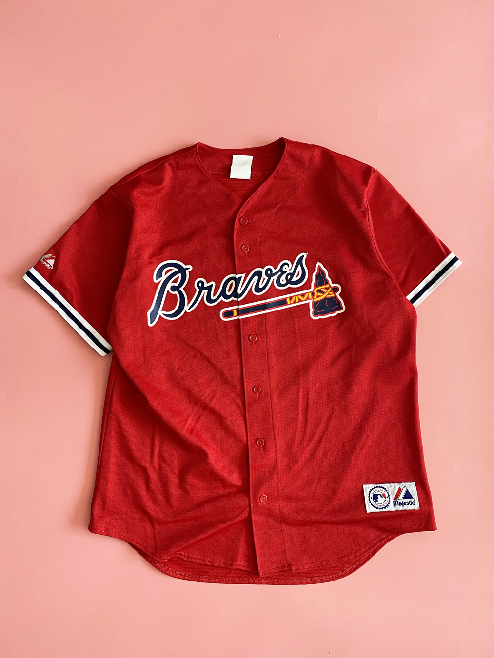 CHIPPER JONES  Atlanta Braves 1970's Home Majestic Throwback Baseball  Jersey