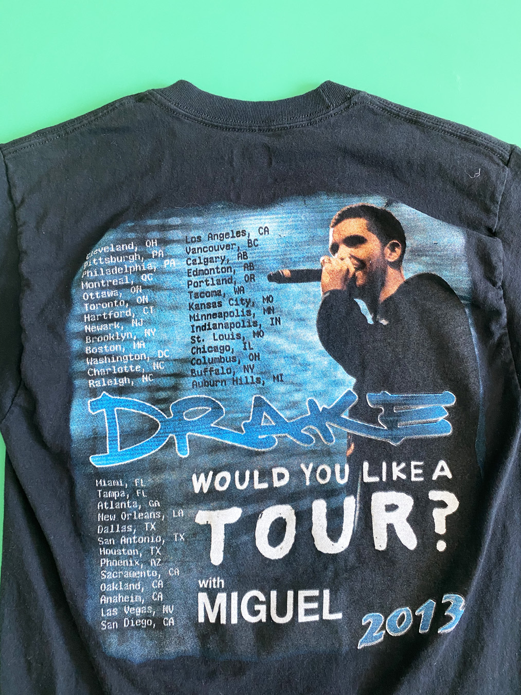 2013 Drake 'Would You Like A Tour T-Shirt' T-Shirt Star