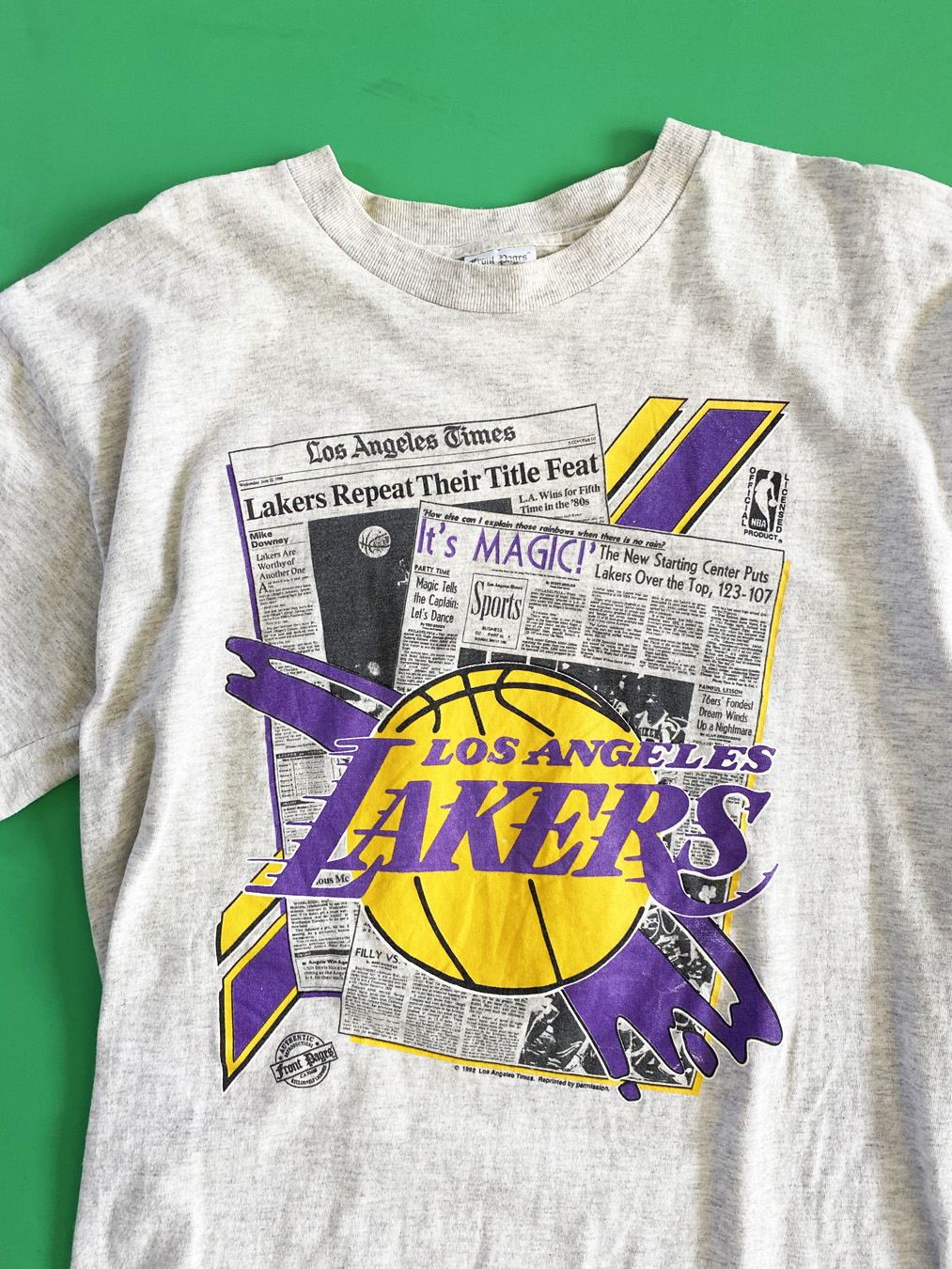1992 LA Lakers LA Times Newspaper Repeat T-Shirt