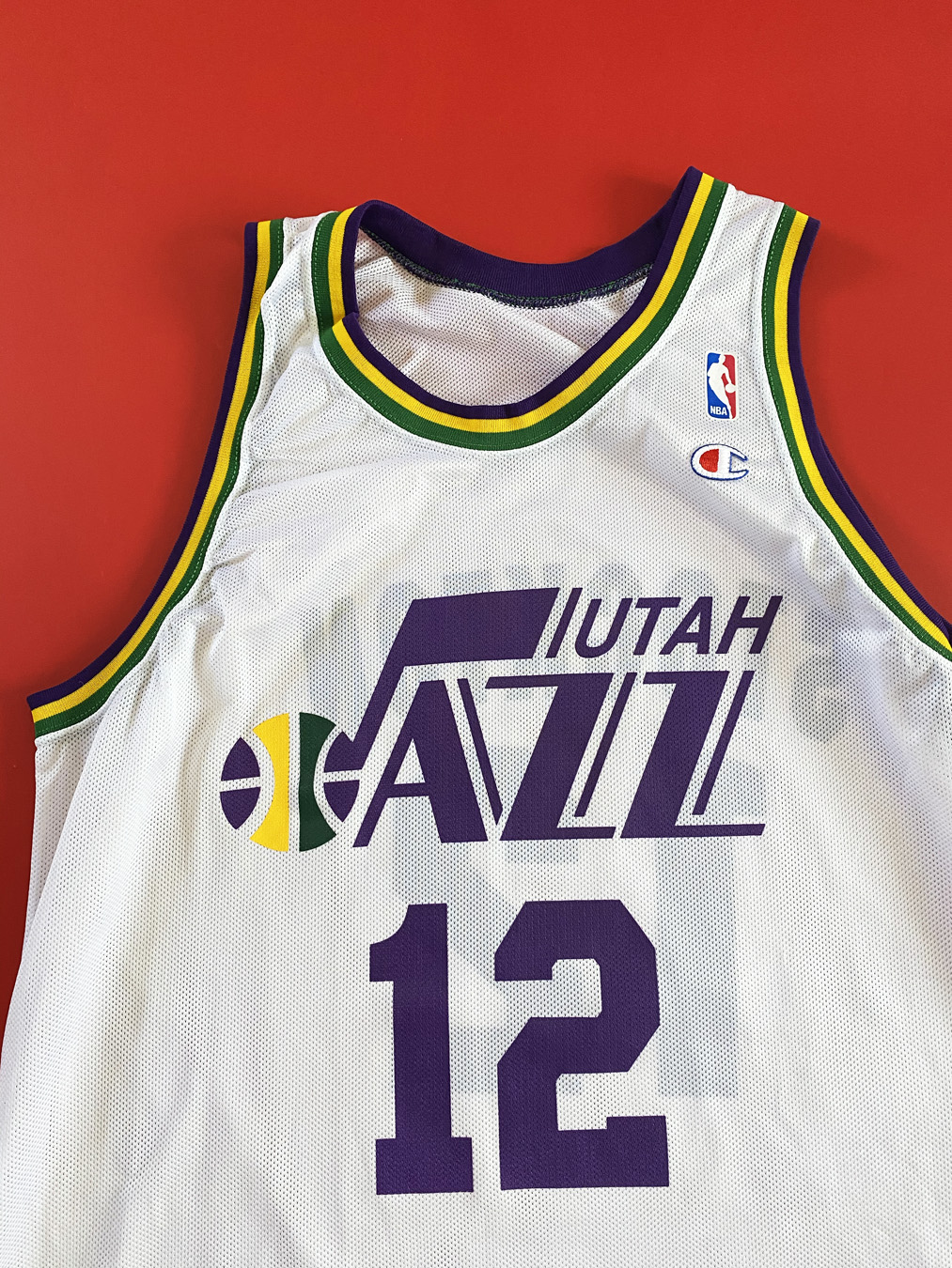 Vintage Champion NBA Utah Jazz Stockton #12 Jersey 1990s Size 48