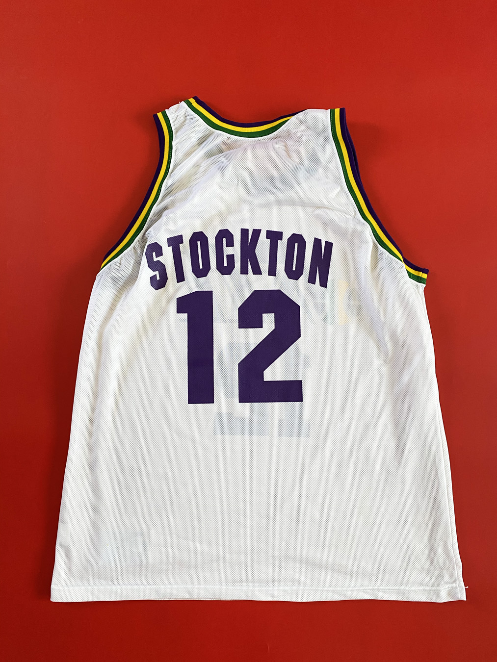 Men 12 John Stockton Jersey White Utah Jazz Jersey Throwback