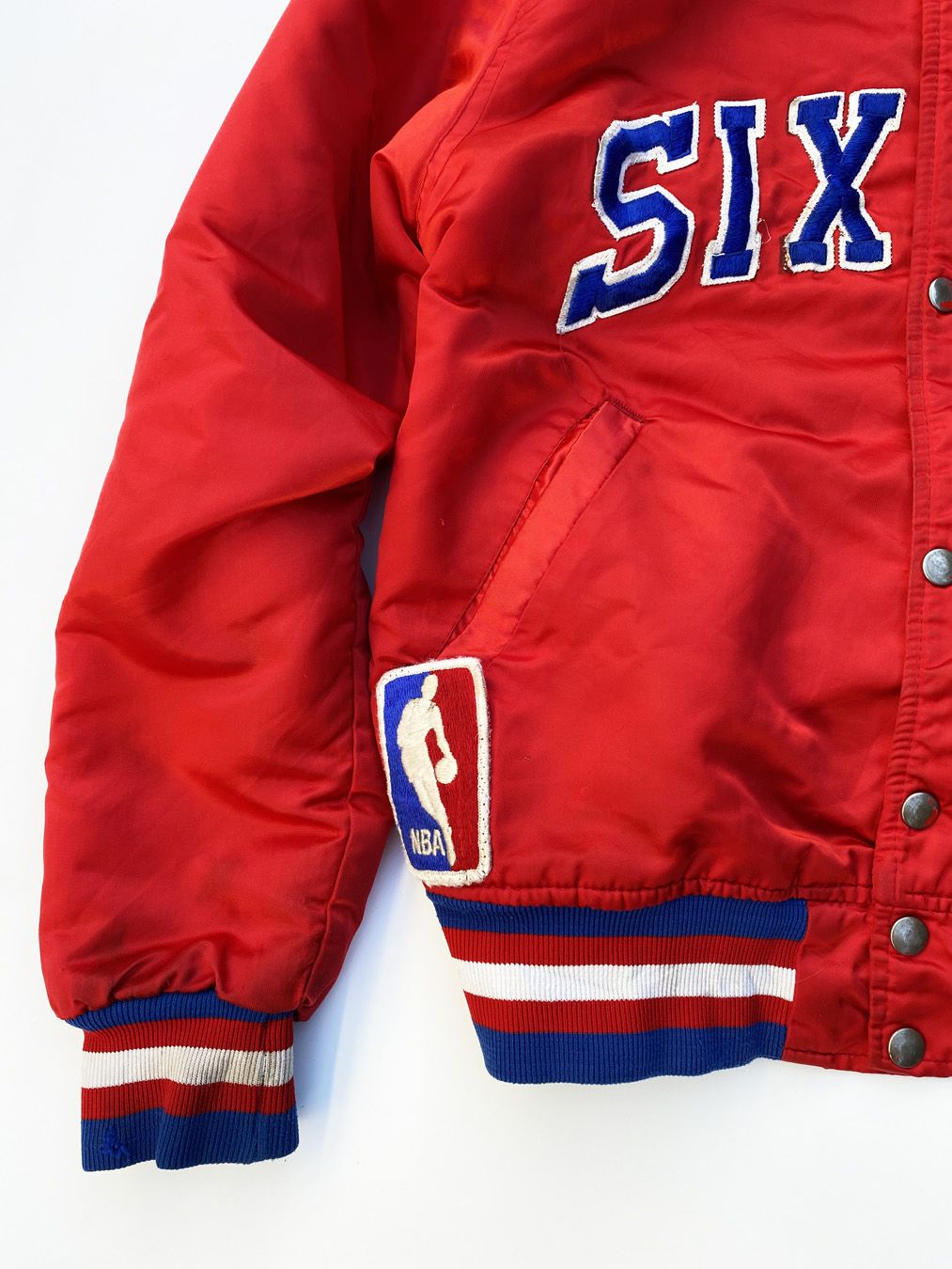 Vintage 80s Philadelphia Sixers Starter Jacket Mens XL Satin NBA Basketball