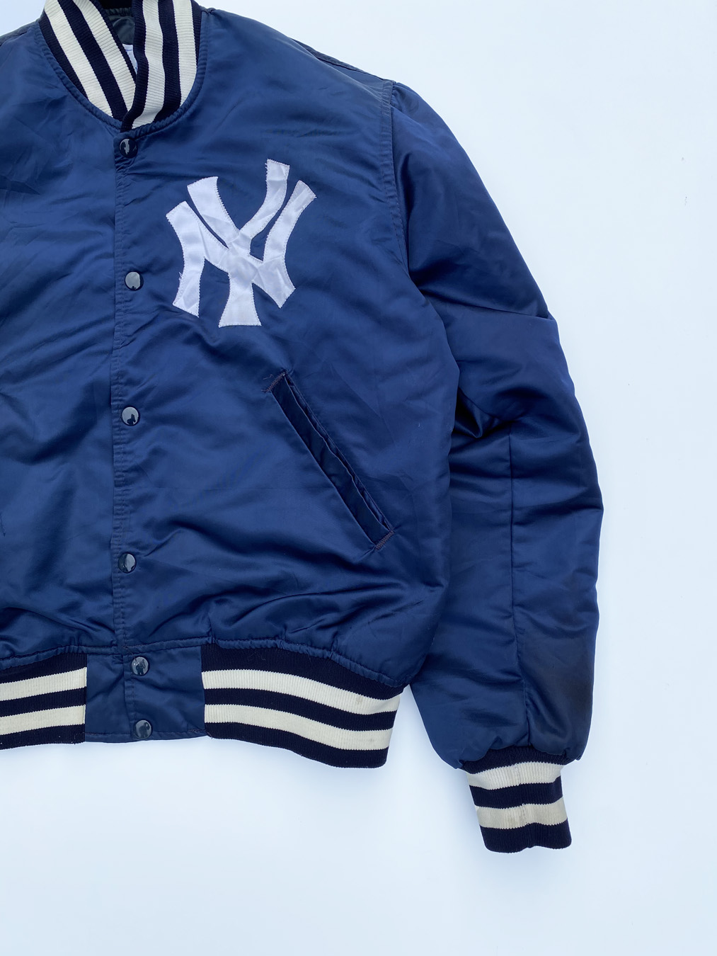 90s New York Yankees Blue Satin Jacket