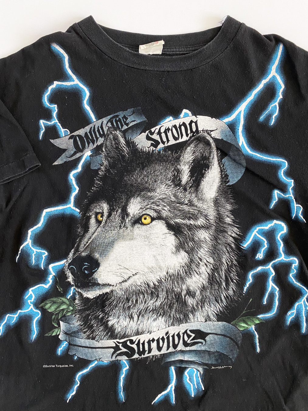 90s American Thunder 'Only The Strong Survive' Lightning T-Shirt