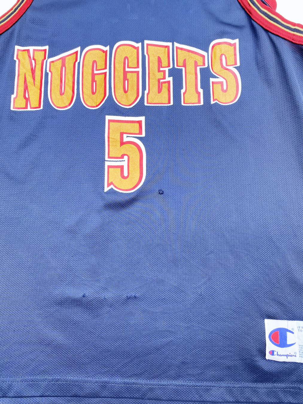 Mavin  VTG 90s Champion NBA Denver Nuggets Jalen Rose 5 Basketball Jersey  Mens 44 L