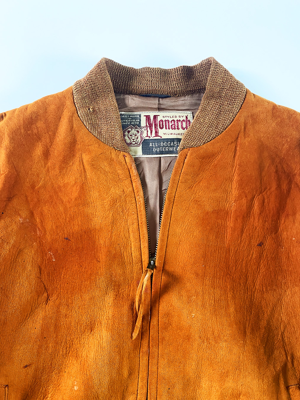 60s Monarch Burnt Orange Suede Zip Jacket