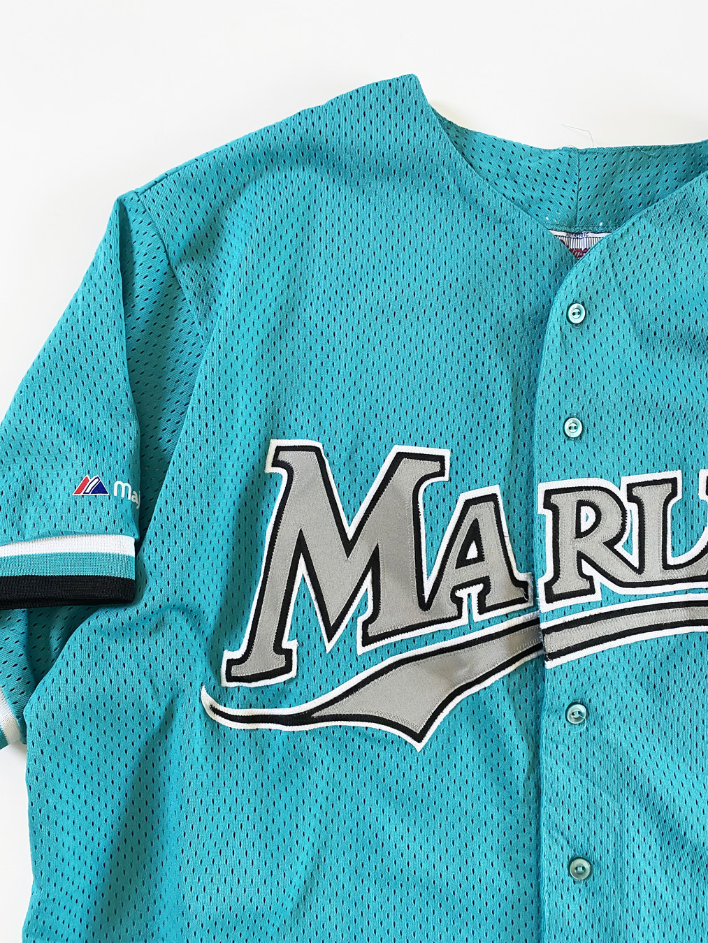 90s Florida Marlins Teal Diamond Collection Mesh Patch Jersey - 5