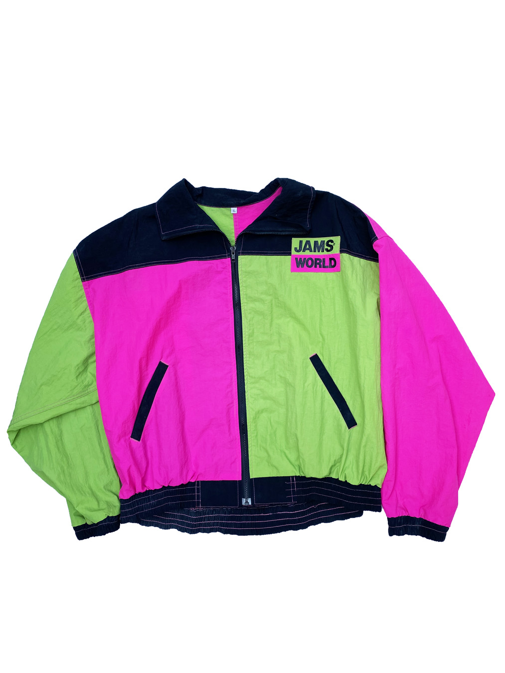 80s Jams World Pink Lime Green Windbreaker - 5 Star Vintage