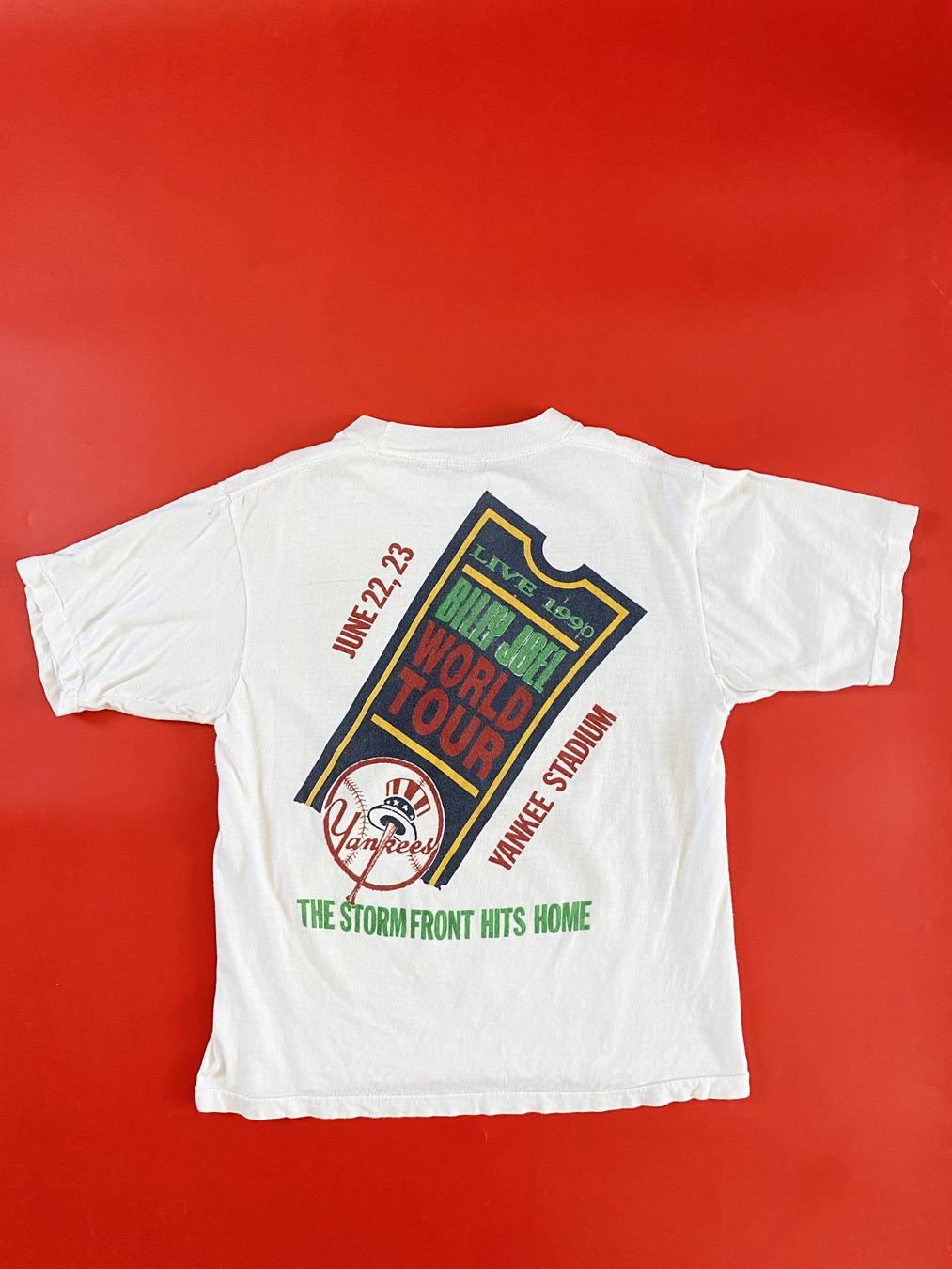1990 Billy Joel 'Storm Front' Yankee Stadium T-Shirt - 5 Star Vintage