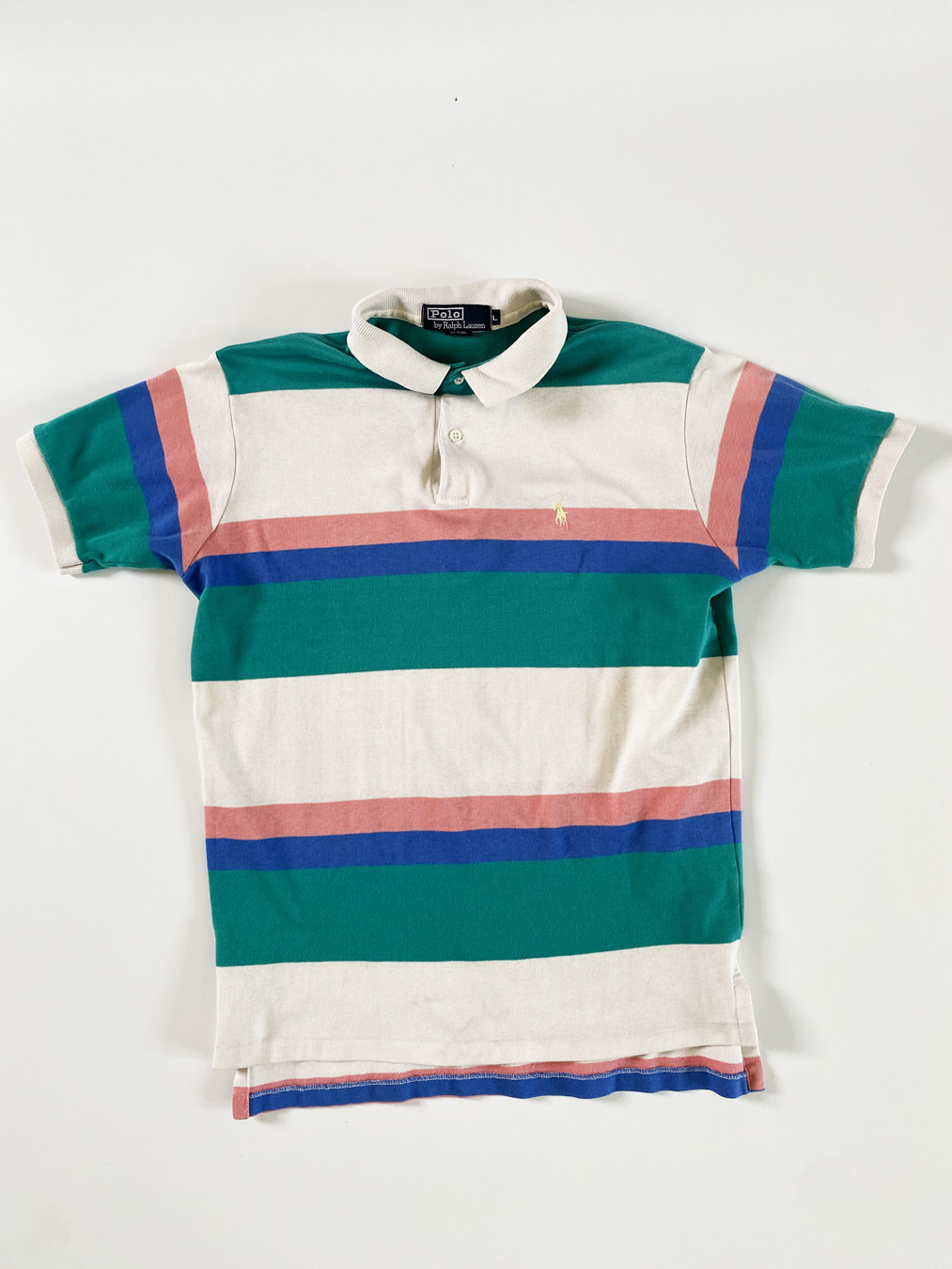 Ralph Lauren Rugby Polo 90s Polo Shirt Vintage Pink and Blue 