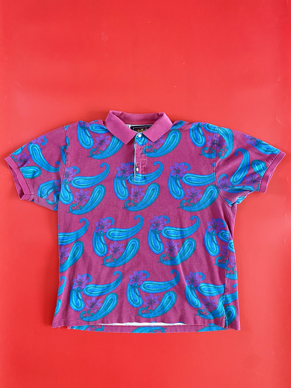 90s Chaps Ralph Lauren Pink Paisley Polo Shirt
