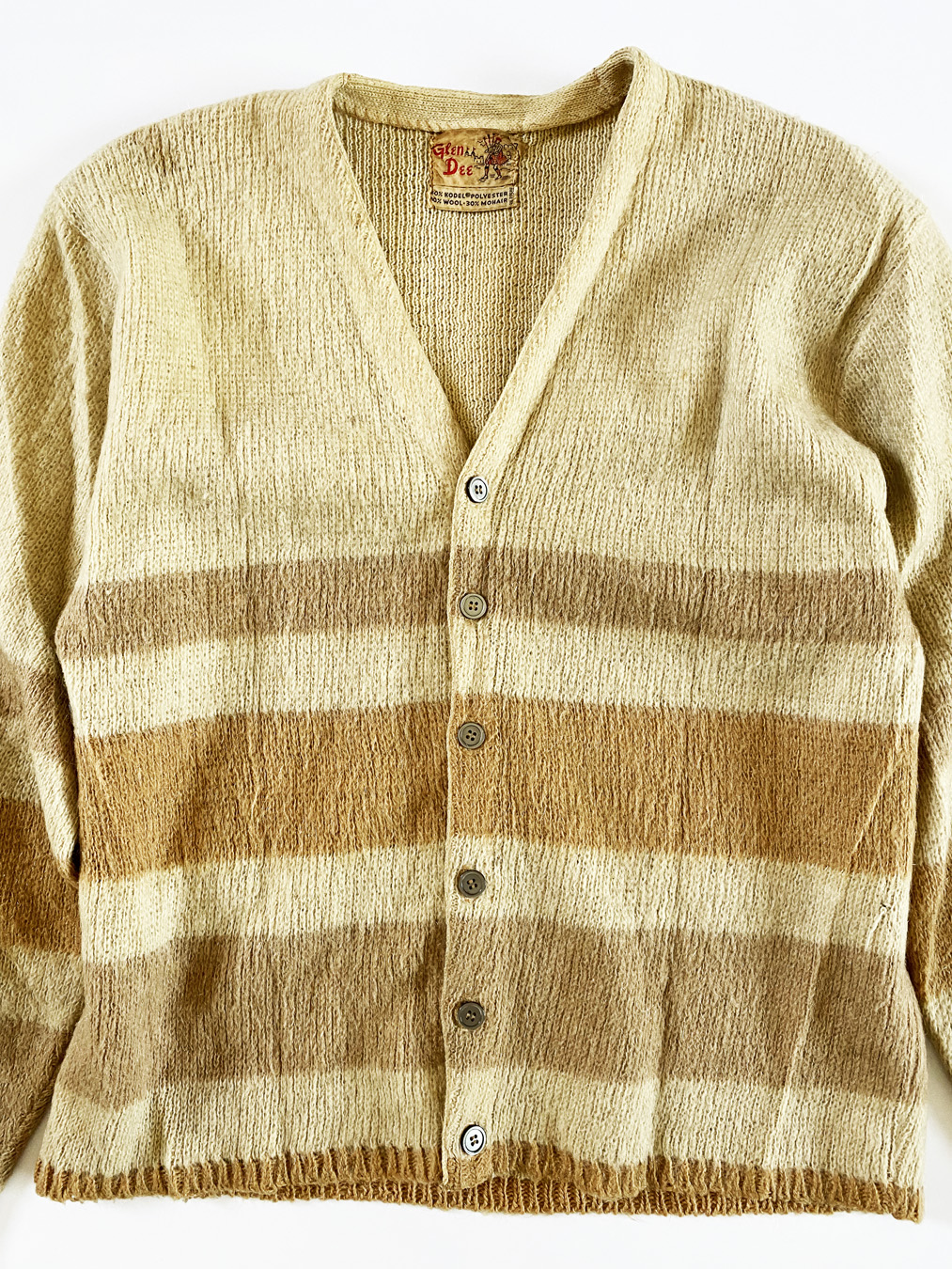 60s Glen Dee Wool Mohair Striped Cardigan - 5 Star Vintage