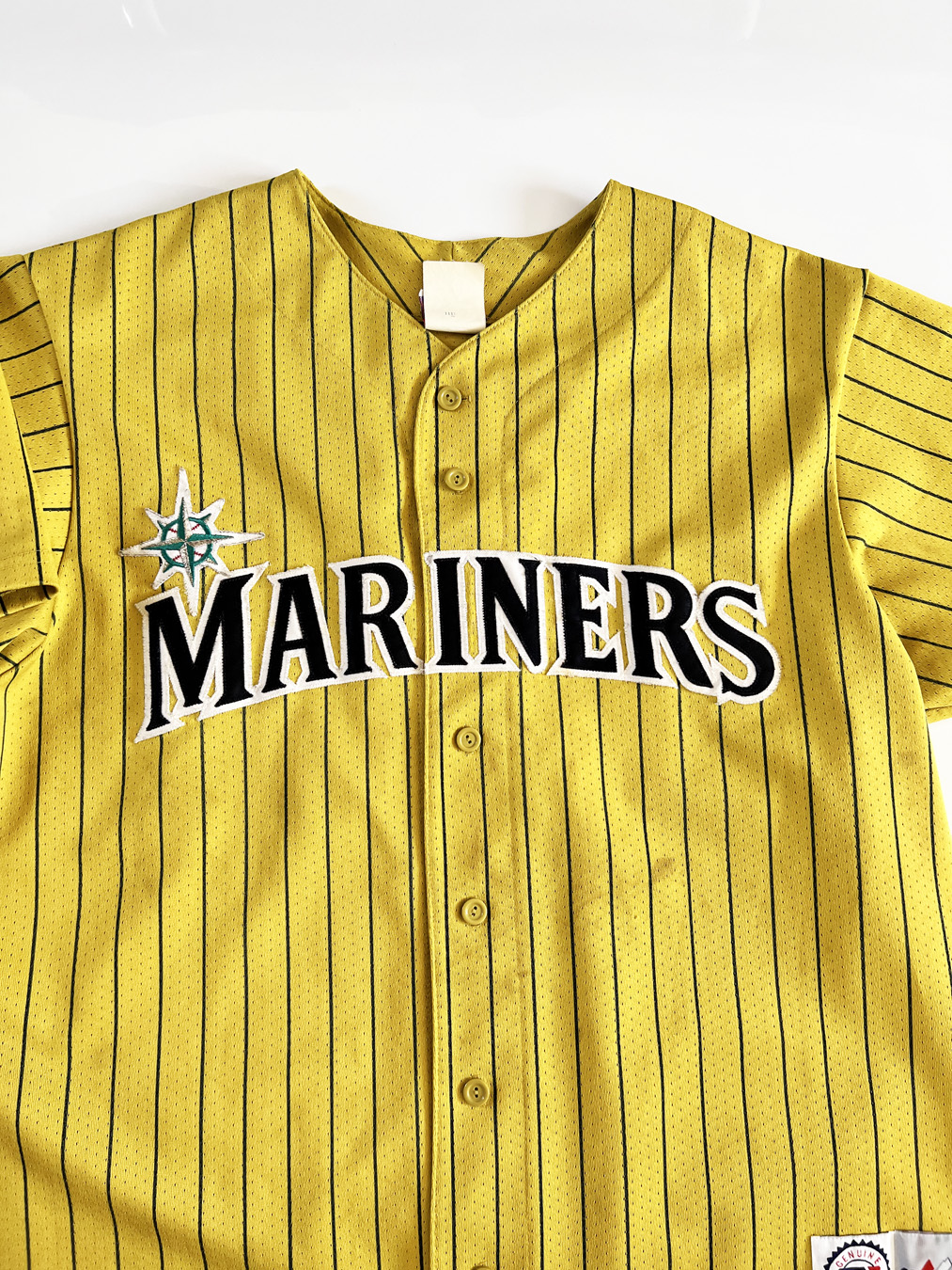 90s Seattle Mariners Yellow Pinstriped Jersey XL
