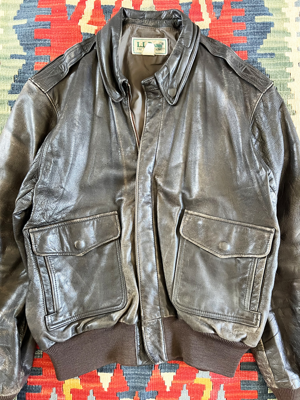 70s L.L. Bean Aviator Leather Jacket - 5 Star Vintage