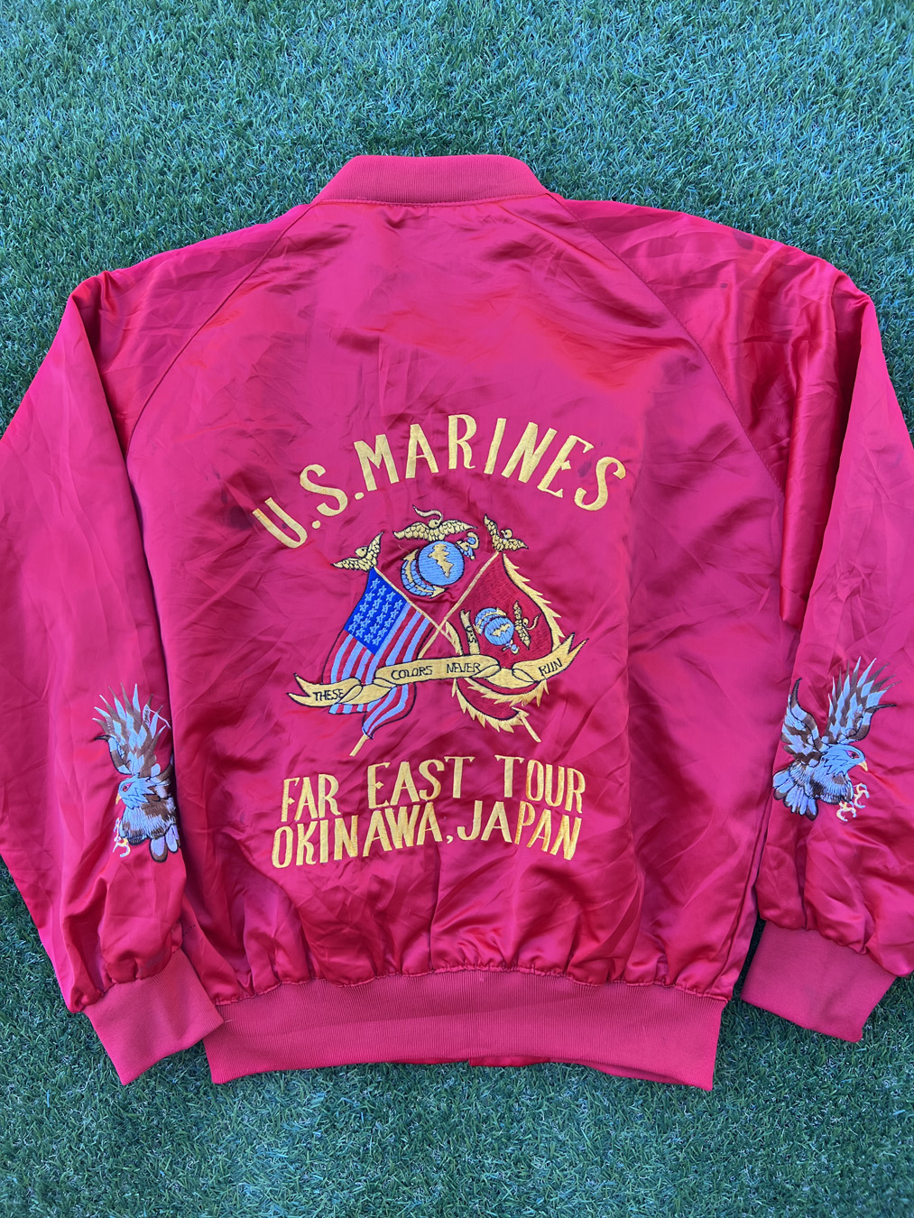 Vintage US Mariners Far East Tour Okinawa Japan Red Souvenir Jacket